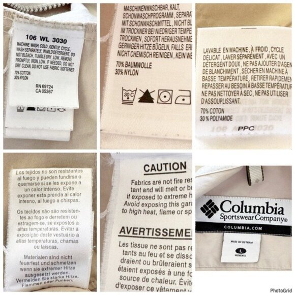 Columbia Windbreaker Jacket Beige Full Zip Hooded Size Large - Picture 8 of 10